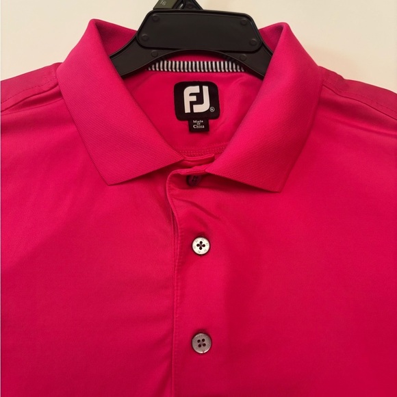 FootJoy Golf Polo Shirt Men’s XL Pink & Navy Striped Performance Stretch - Picture 2 of 6